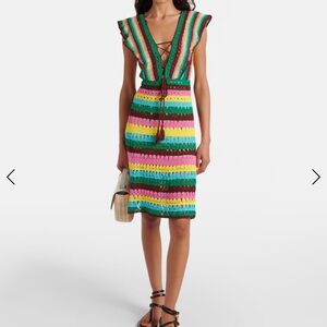 Anna Kosturova Colorful Striped Crochet Dress